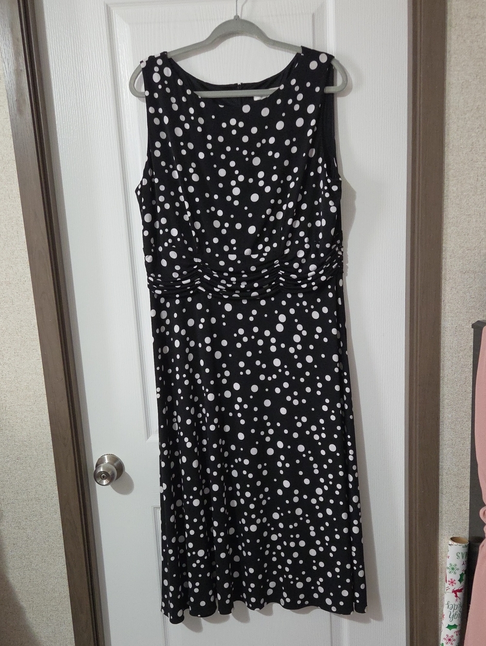 CJ Banks Black & White Polka Dot Sleeveless Dress